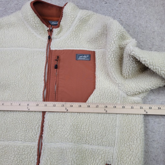 Eddie Bauer Chilali Sherpa Faux Shearling Jacket Men's M Beige Tan Full Zip Hike - Picture 9 of 10